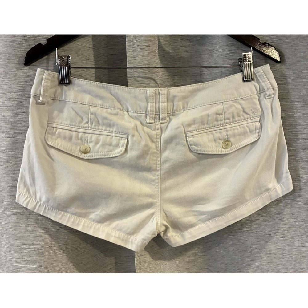 Y2K American Eagle Low Rise Micro Mini Shorts Women Hot Pants White - Picture 2 of 4